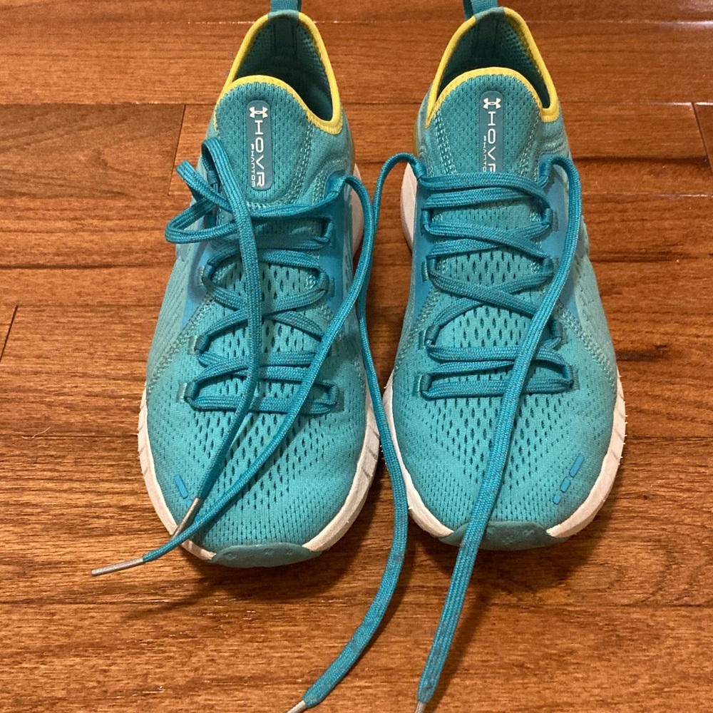 Under Armour Turquoise Hovr Runner Sneakers with Yellow Trim